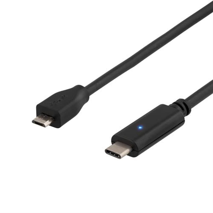 Deltaco USB-kabel 1m USB C Micro-USB B Svart