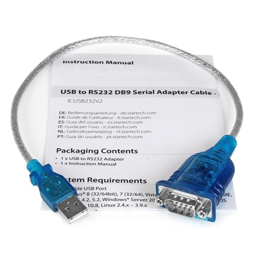 Startech Adapter 0.43m USB 2.0 Type-A DB-9 Grå