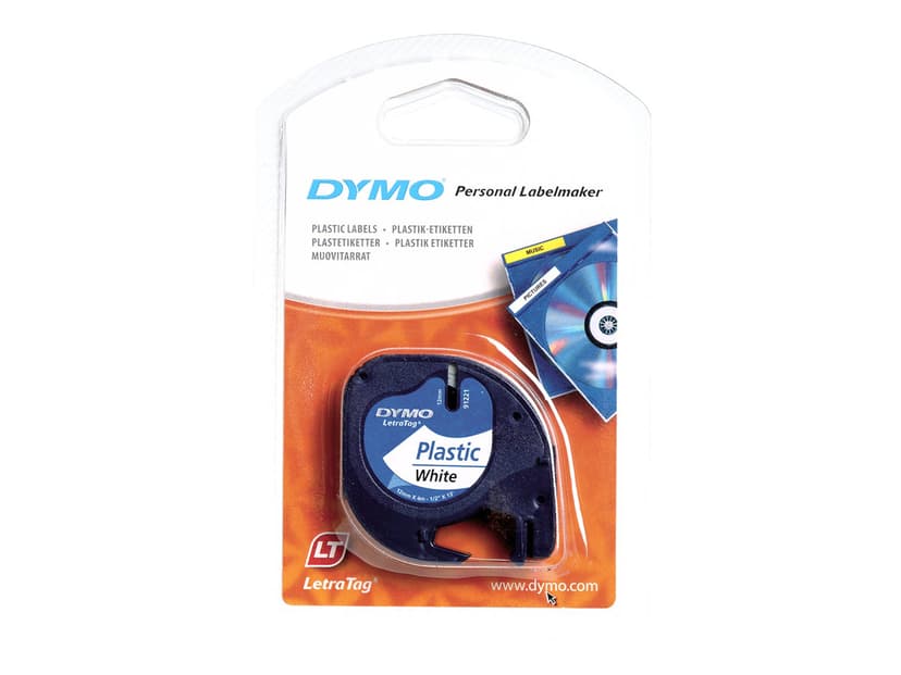 Dymo Tape LetraTag 12mm Plast Hvid