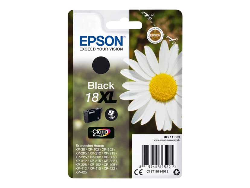 Epson Blekk Svart 18Xl 11,5ml - Xp-302