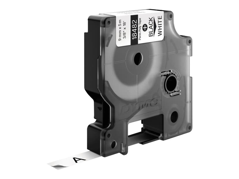 Dymo Tape RhinoPRO Permanent Polyester 9mm Svart/Hvit
