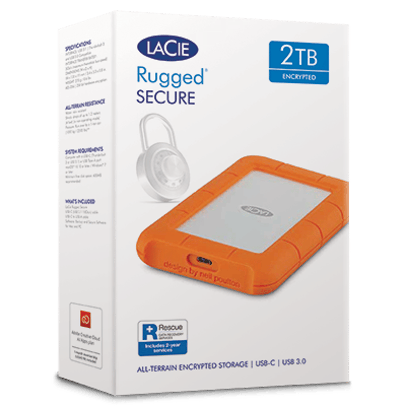 LaCie Rugged Secure 2TB US ALL-TERRAIN Encrypted Orange, Vit