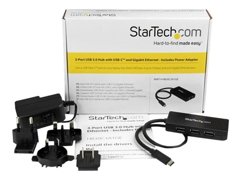 Startech 3 Port USB 3.0 Hub with USB-C and GbE