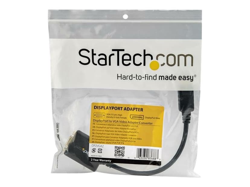 Startech DisplayPort to VGA Video Adapter Converter 0.225m DisplayPort VGA (D-Sub) Zwart