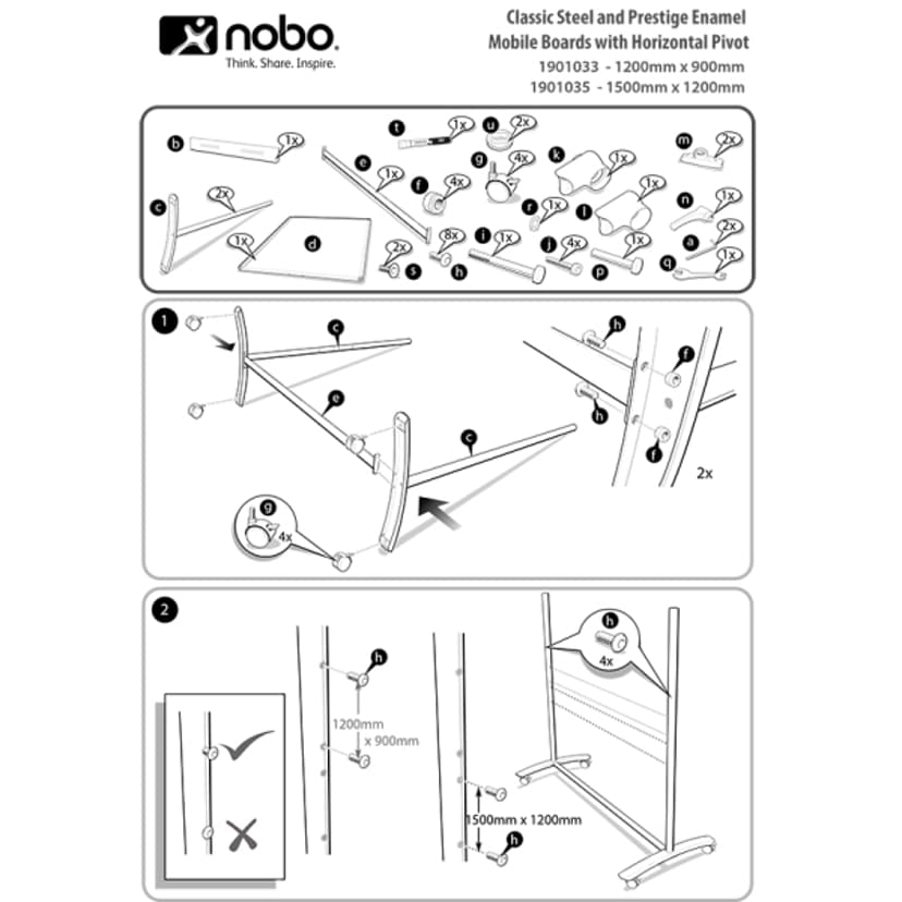Nobo Whiteboard mobile 1200x900 cm emaloitu