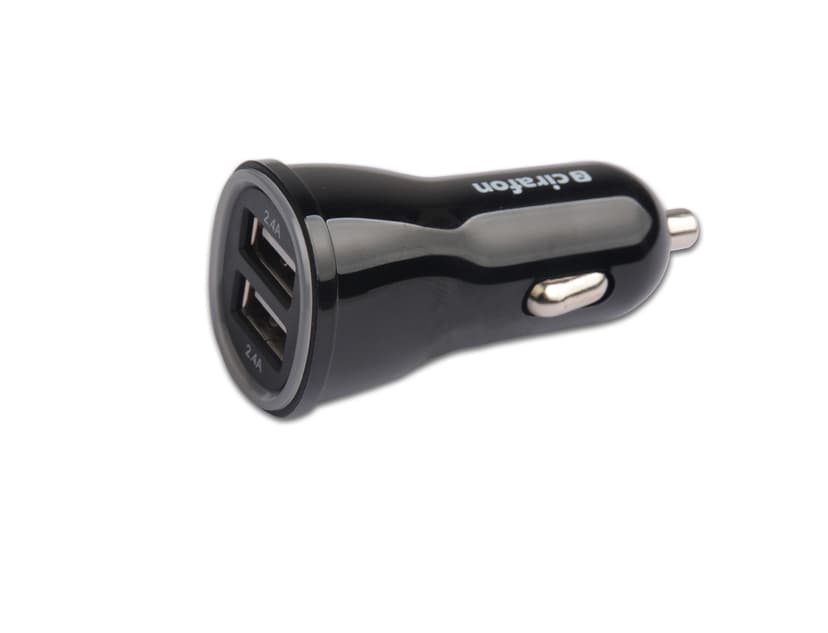 Cirafon USB-autolaturi, jossa on kaksi USB-porttia 2xUSB 4.8A Musta