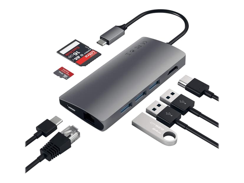 Satechi Multi-Port Adapter V2 USB 3.2 Gen 1 (3.1 Gen 1) Type-C