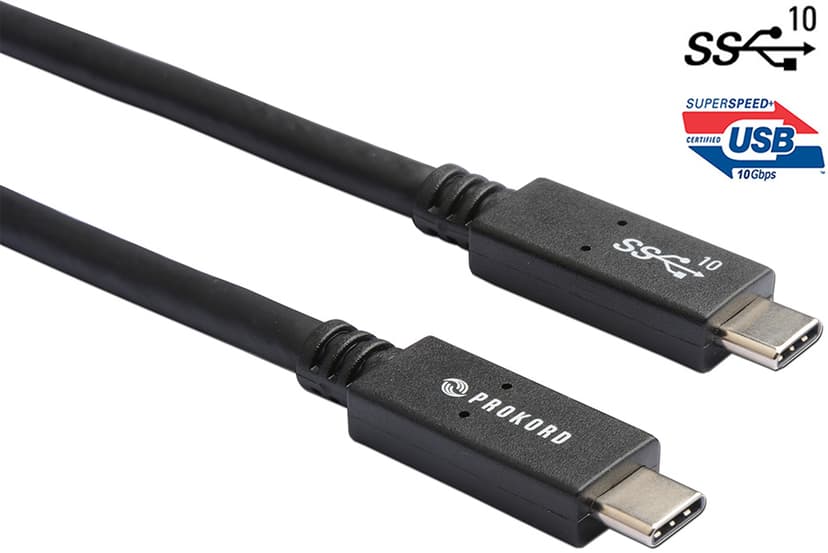 Prokord USB-C kaapeli USB certified (100W) 0.5m USB-C USB-C Musta