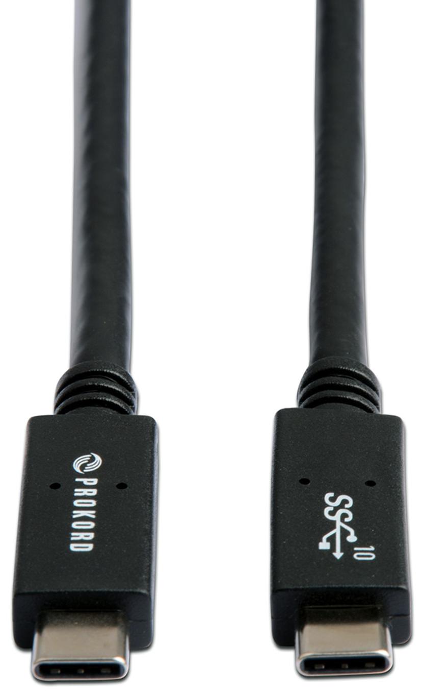 Prokord USB C-kabel USB certified (100W) 0.25m. USB C USB C Sort