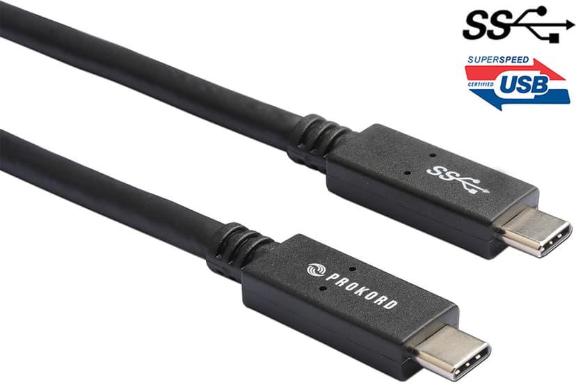 Prokord USB-C kabel USB certified (60w) 1.5m USB C USB C Musta