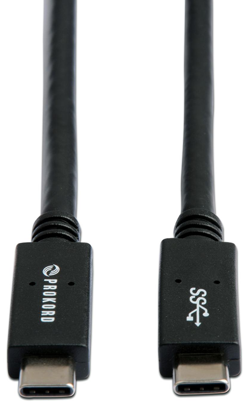 Prokord CABLE USB 3.1 TYPE C MALE-MALE 2.0M BLACK GEN1 3A 2m USB-C USB-C Zwart