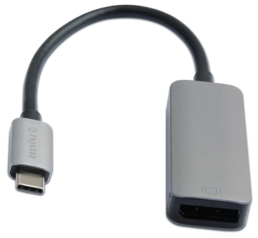 Prokord Displayport Adapter 4K@60Hz Premium Metal USB-C DisplayPort Sølv, Sort