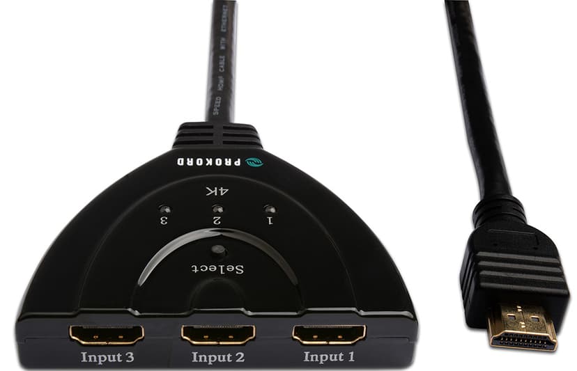 Prokord HDMI Switch 3-Port 4K@60Hz HDMI 3 x HDMI Zwart