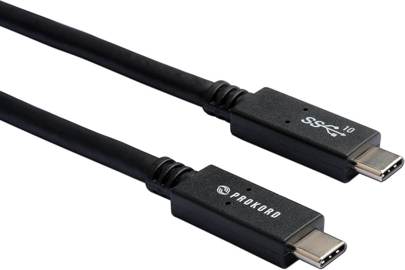 Prokord USB C-kabel USB certified (100W) 0.25m. USB C USB C Sort