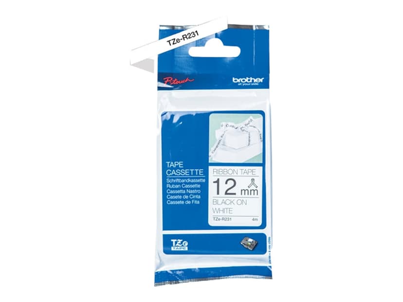 Brother Tape Stof 12mm TZe-R231 Zwart/Wit