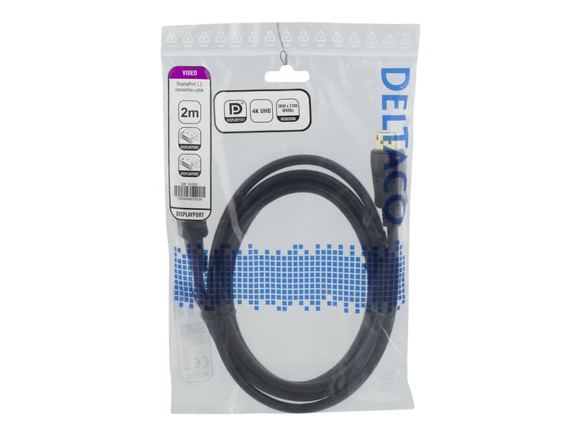 Deltaco DP-1020D 2m DisplayPort DisplayPort Svart