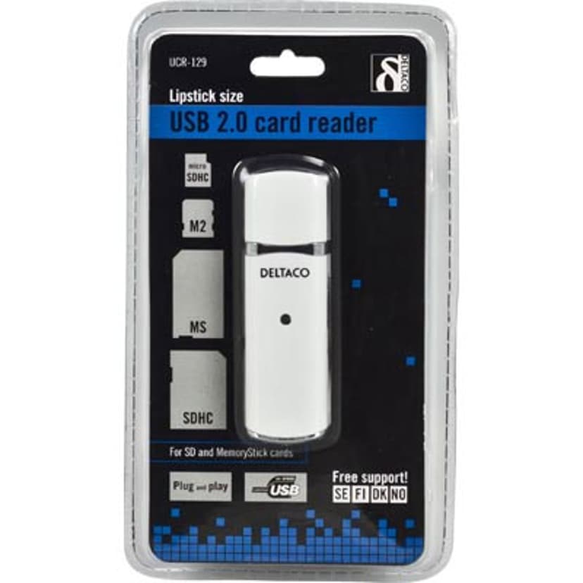 Deltaco Memory-Card Reader 4-Slot USB 2.0 - White
