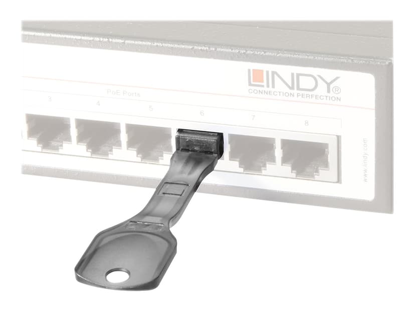 Lindy Portblokkering RJ45 svart 10-pakning inkl. 1 nøkkel