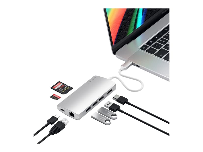 Satechi Aluminum Multi-Port Adapter V2 USB 3.2 Gen 1 (3.1 Gen 1) Type-C