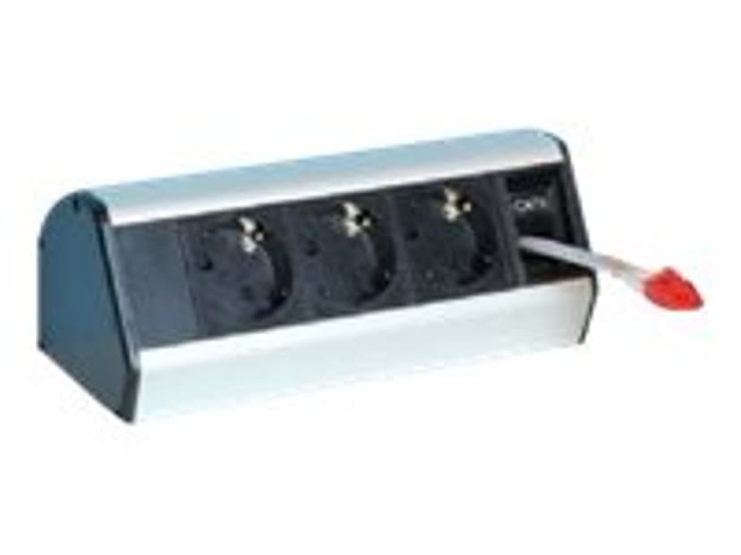 Götessons Office Powerclamp 3xEl/Hål För Utdragbar Kabel Silver