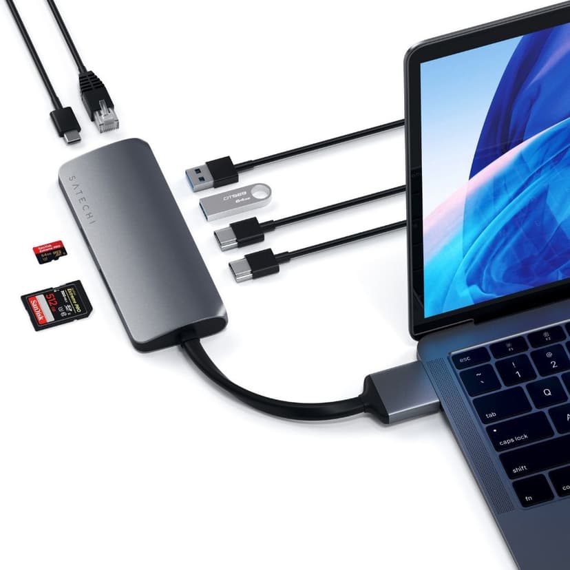 Satechi USB-C Multimedia Adapter Dual 4K - Space Grey USB 3.2 Gen 1 (3.1 Gen 1) Type-C