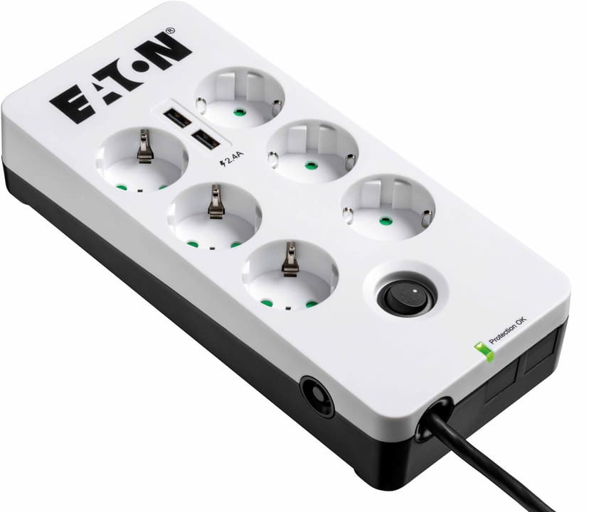 Eaton Protection Box 6 stikkontakt + 2 USB