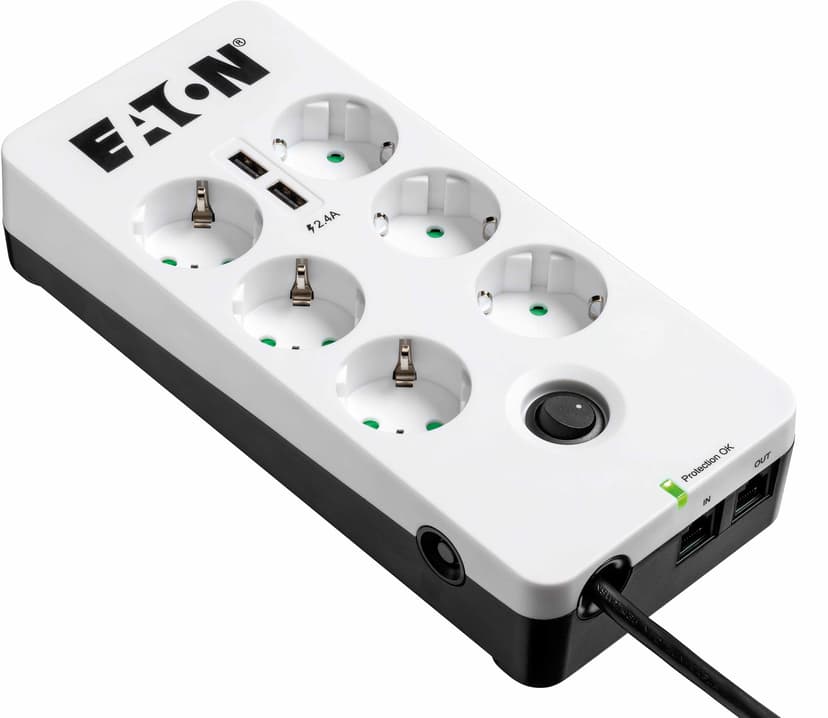 Eaton Protection Box 6 stikkontakt + 2 USB + 1 Tele