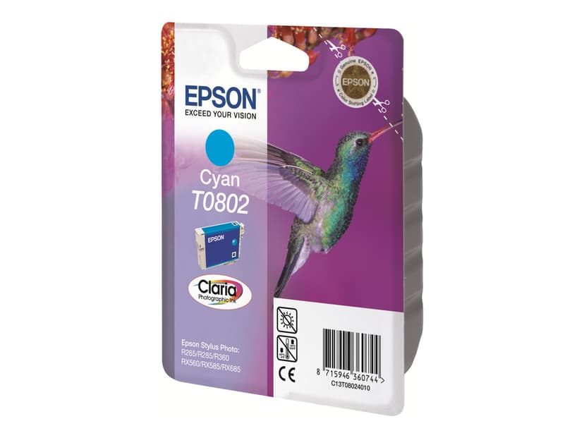 Epson Blæk Cyan T0802 - R265/360/RX560