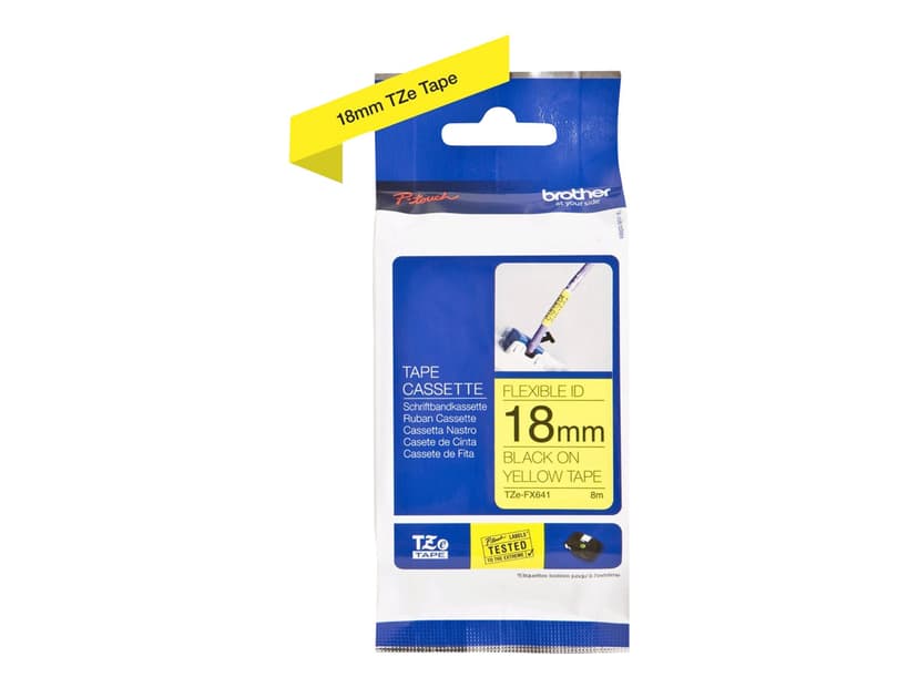 Brother Tape 18mm TZe-FX641 Svart/Gul Flexibel
