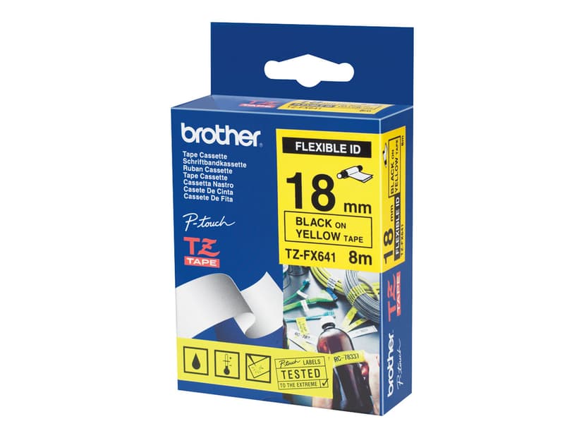 Brother Tape 18mm TZe-FX641 Svart/Gul Flexibel