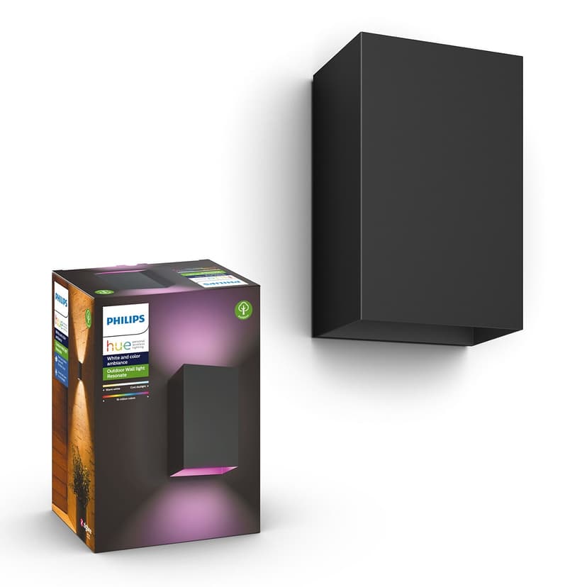 Philips Hue Outdoor Resonate Wall Lantern 2X8w 24V, Black
