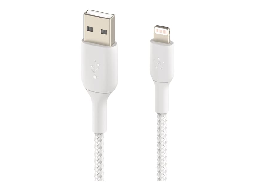 Belkin Lightning To USB-A Cable Braided 2m Valkoinen
