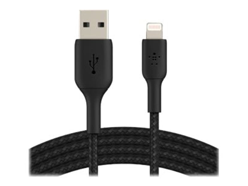 Belkin Lightning Till USB-A Kabel Flätad 3m Svart