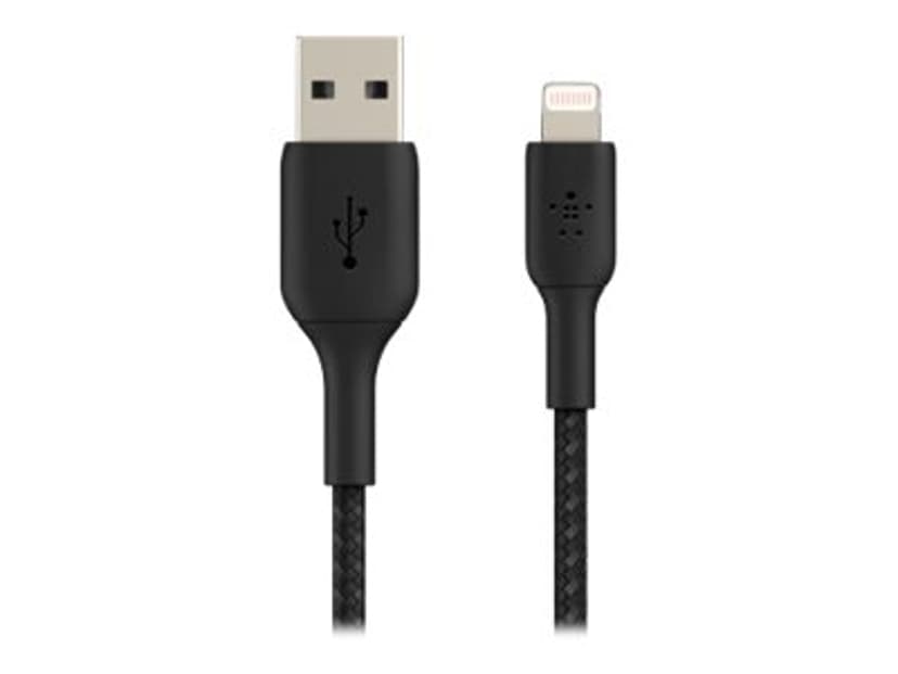Belkin Lightning To USB-A Cable Braided 0.15m Musta