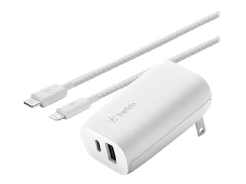 Belkin Lightning Till USB-C Kabel Flätad 2m Vit