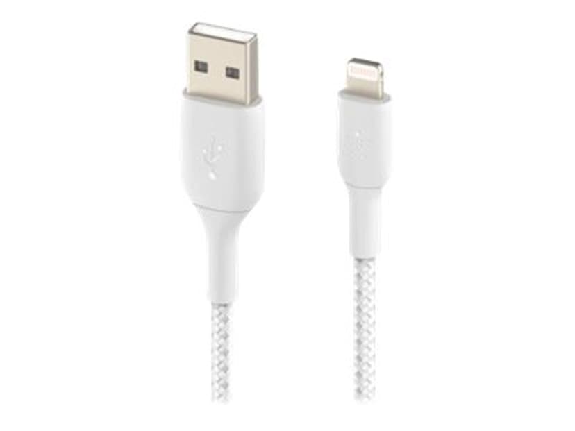 Belkin Lightning Till USB-A Kabel Flätad 0.15m Vit