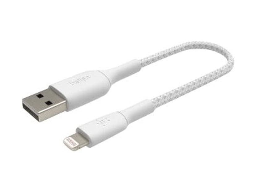 Belkin Lightning Till USB-A Kabel Flätad 0.15m Vit