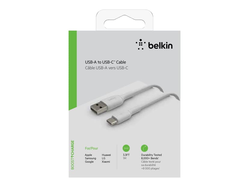 Belkin BoostCharge Cable 1m USB-A USB-C Hvid