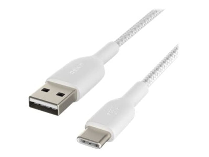 Belkin Flätad Kabel 1m USB-A USB-C Vit