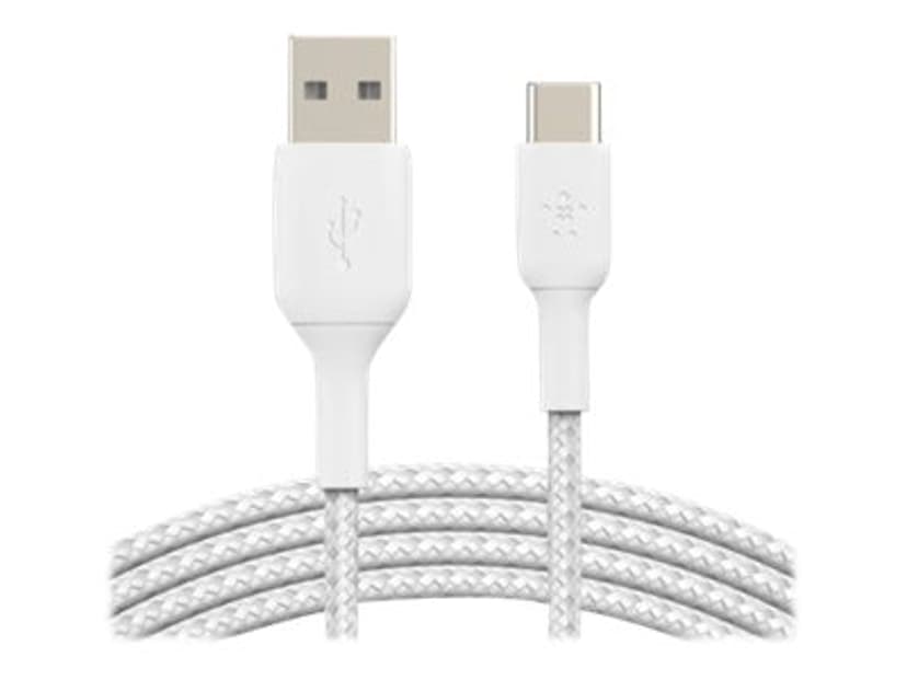 Belkin Braided Cable 1m USB A USB C Hvit