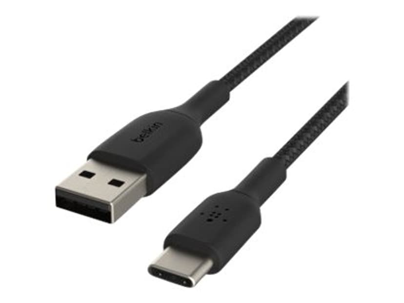 Belkin Braided Cable 0.15m USB A USB C Musta