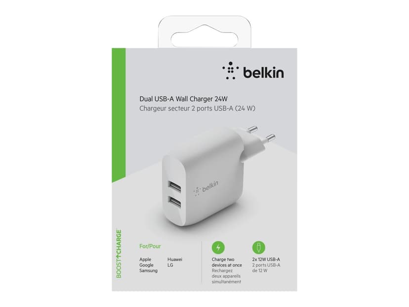 Belkin Dual Wall Charger 12W Vit