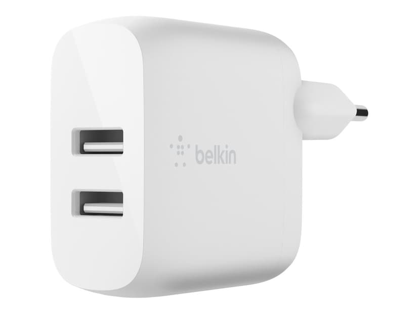 Belkin Dual Wall Charger 24w + USB-A To Lightning Cable 1m 1m Vit