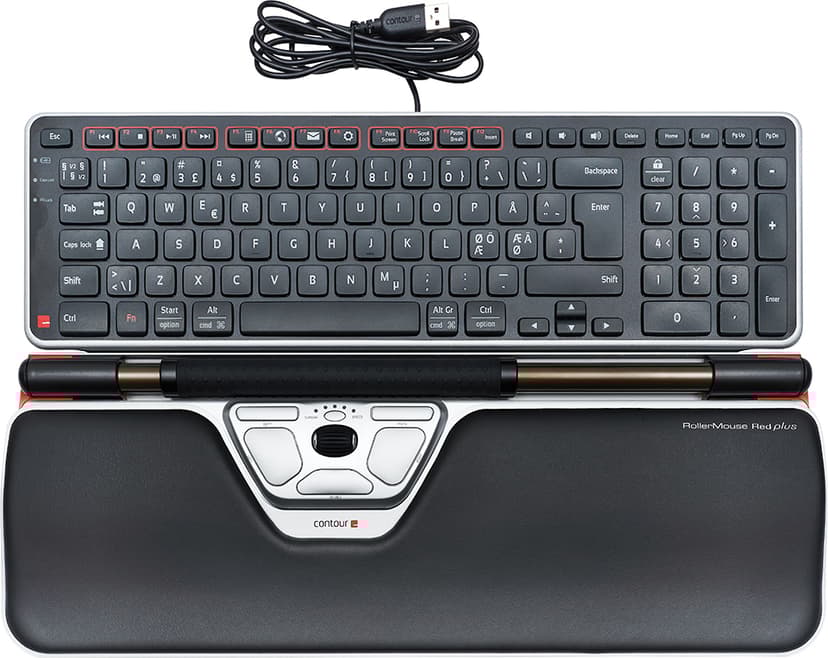 Contour Design RollerMouse Red Plus & Balance Keyboard Kabelanslutning USB Nordisk