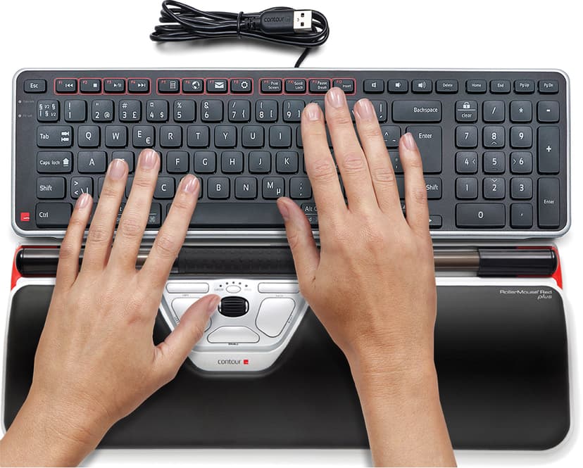 Contour Design RollerMouse Red Plus & Balance Keyboard Kabelanslutning USB Nordisk
