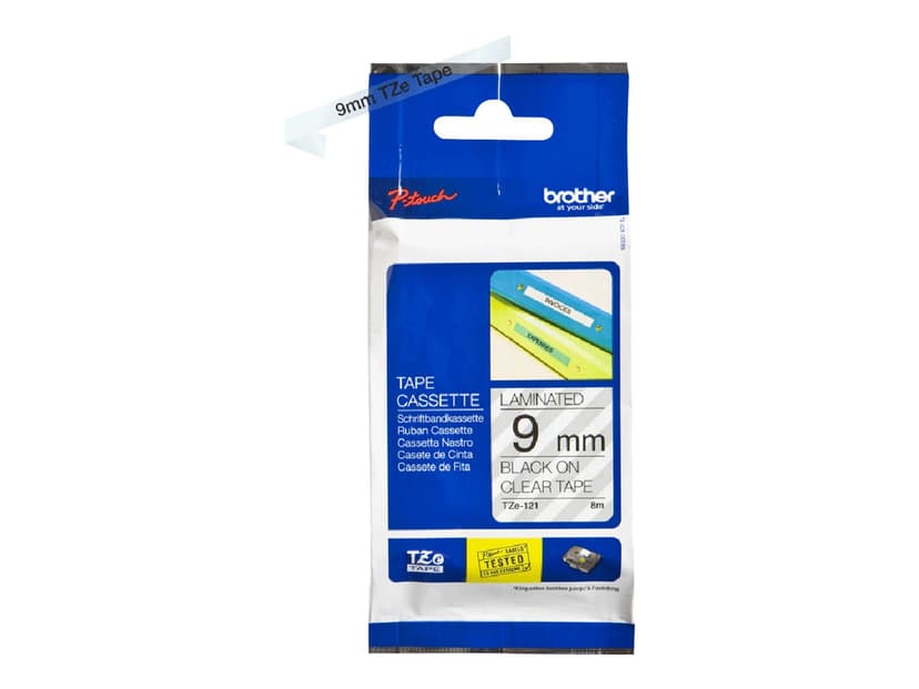Brother Tape 9mm TZe-121 Zwart/Transparant