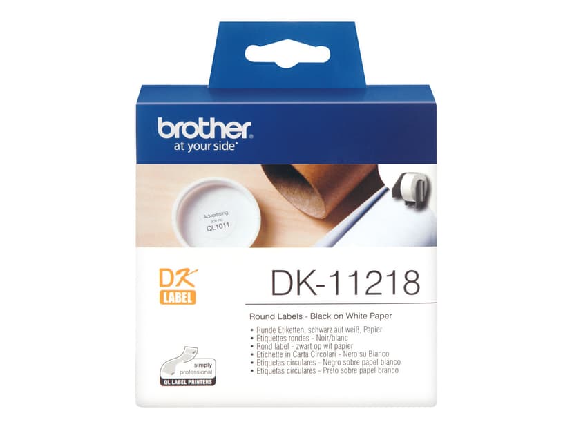 Brother Runda Etiketter Papper 24mm Svart/Vit