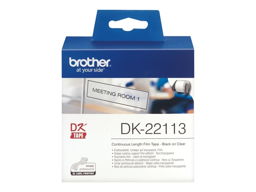 Brother Tape Plast 62mm x 15.24m Svart/Transparent