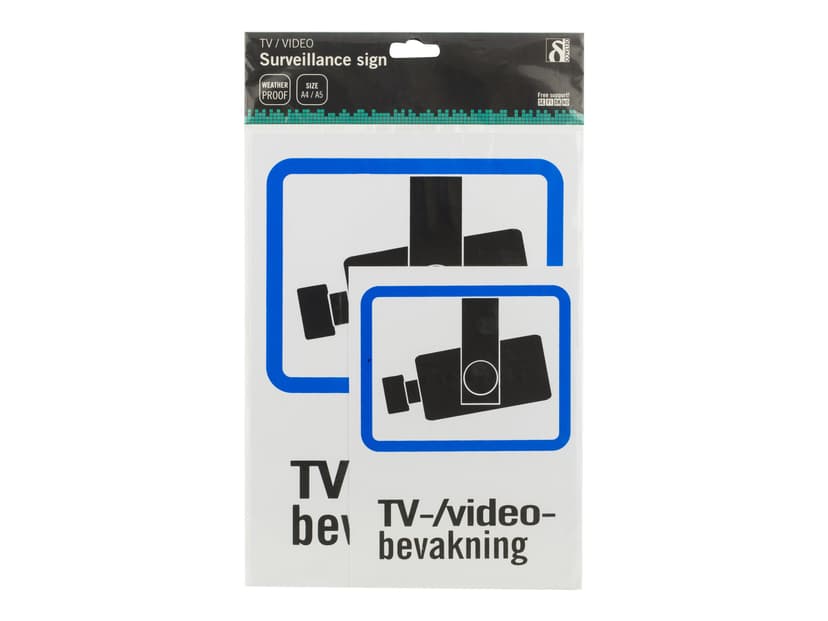Deltaco Plastskylt TV/Video-övervakning A4 & A5-storlek