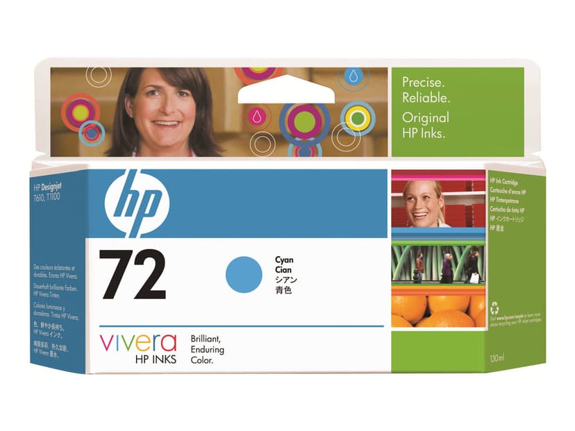 HP Blæk Cyan No.72 - T1100 130ml